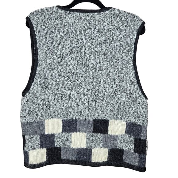 Vtg Portraits Northern Isles Sweater Vest Womens Large Wool Colorblock Graphite - Picture 5 of 9